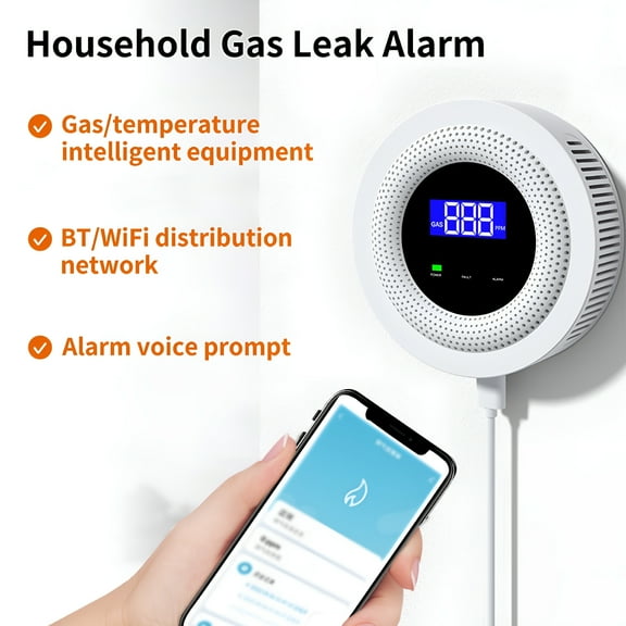 GJX WiFi Gas Leak Alarm Household Smart Gas Detector Combustible Gas Leakage Detecting Sensor for Natural Gas Biogas Methane Smart APP Remote Control APP Notification