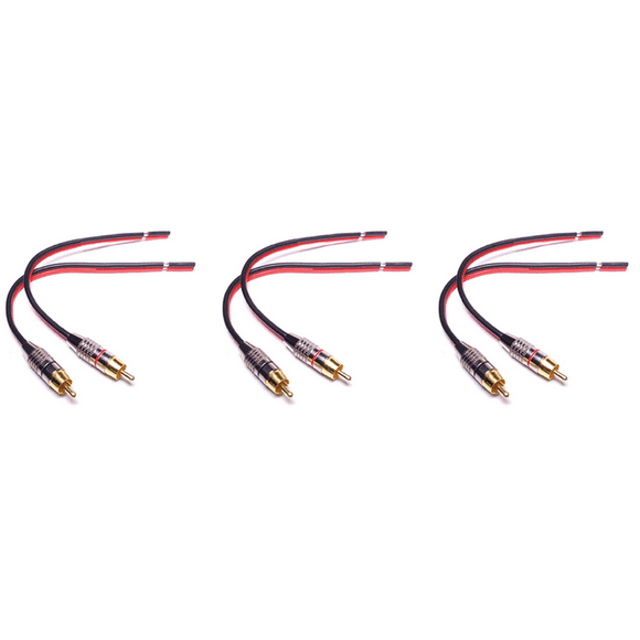 6X Speaker Cables to RCA Plugs Adapter, 2-Channel (1 Foot)