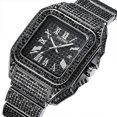 thumbnail image 2 of Fashion Hip Hop Men's Crystal Watch Bling Bling Watch Rectangle Case Stainless Steel Quartz Analog Bracelet Wristwatch, 2 of 9