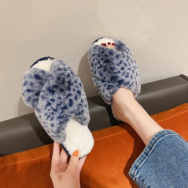 Pantuflas de casa para mujer, puntas abiertas, cómodas, interiores, cubiertas de felpa, pantuflas planas Wmkox8yii hj789