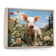 thumbnail image 2 of Designart "Playful Pig Cute Pig in the Flower Field I" Animals Floater Framed Canvas Print, 2 of 7