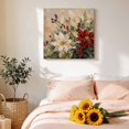 thumbnail image 4 of Canvas Wall Art White Red Poinsettia Canvas Art Print Rustic Christmas Flower Berry Oil Painting Pictures Wall Decor for Living Room Bedroom Artwork Decorations Stretched Framed Ready to Hang 8"x8", 4 of 9