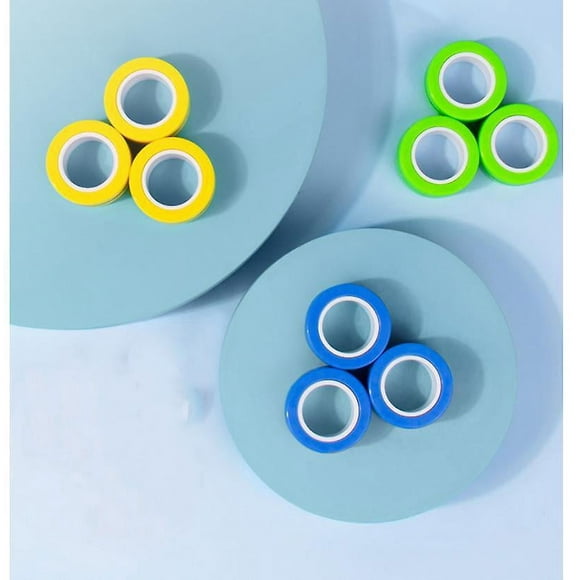 9pcs Magnetic Finger Ring Set, Magnetic Toy for Fingertips, Decompression Magic Ring Magnets, Magnetic Game and Bracelet, Durable Magic Magnet Toys