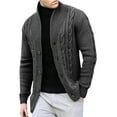 thumbnail image 2 of TFEOQRY Men's Cardigan Sweater Coat Long Sleeve Oversize Stand Collar Casual Solid Color Knit Shirt Dark Gray, 2 of 4
