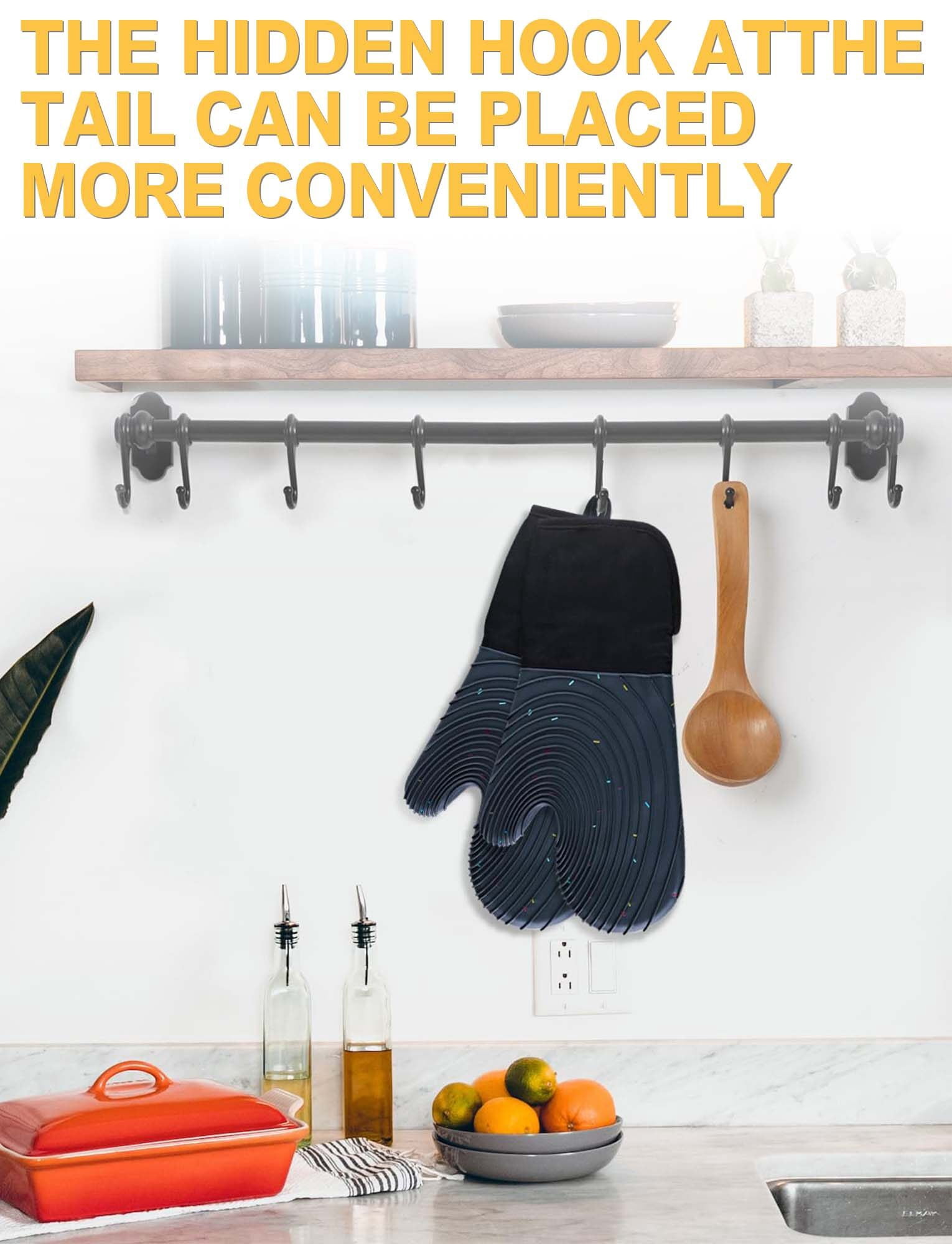 FEOYA Kitchen Oven Mitts Kitchen Oven Glove Heat Resistant 500℉Oven Mittens 4 Piece Set Non-Slip Soft Cotton Oven Gloves for Home Baking Cooking Grilling