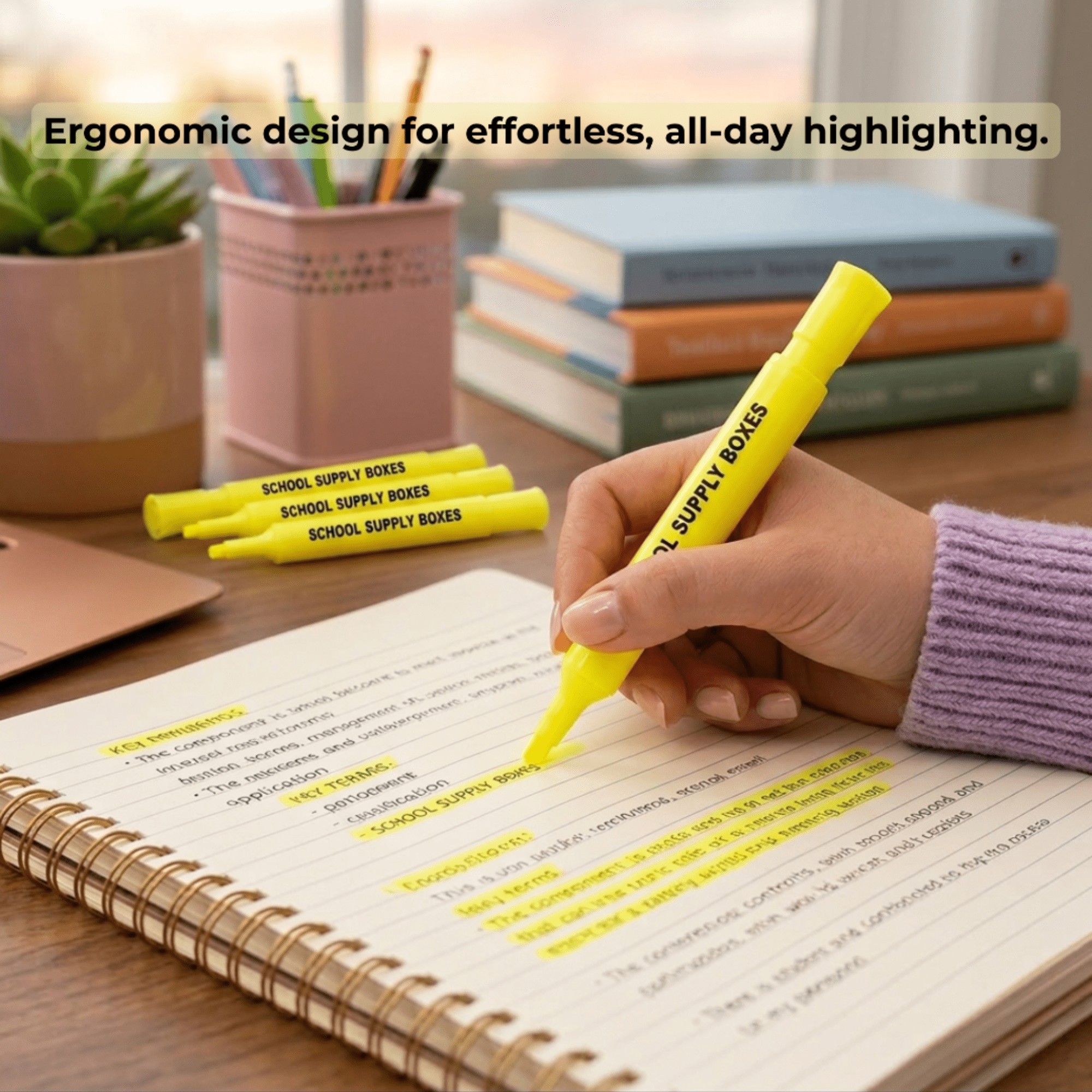 School Supply Boxes | Yellow Highlighters | 100 Pack | Bold Chisel Tip, Low-Odor Highlighters