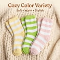 thumbnail image 3 of Colorfut Women's 3-Pairs Cozy Microfiber Anti-Skid Soft Colorful Patterned Fuzzy Crew Socks&nbsp;Slipper (with non-slip silicone grippers) FZ42-B, 3 of 5