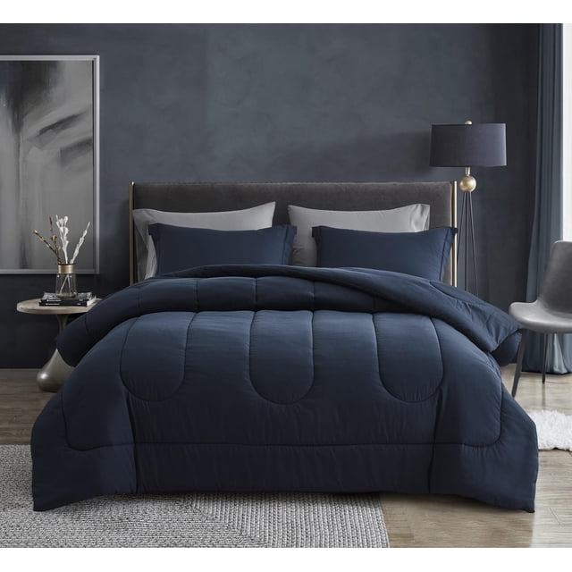 Juego de ropa de cama Maple&Stone Queen 7 piezas azul marino 249x249 cm