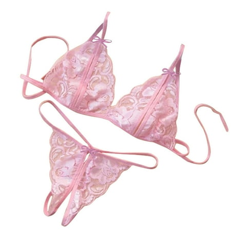 Pavied Bikini Sets Women S Underwear And Bras Swim Suits for Women 2025 Women Taste Three-point Exposed Breasts + Open Underwear PK Seamless Bras Bathing Suit Pink One Size