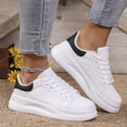thumbnail image 6 of QWKLEAJ Unisex Platform White Sneakers, Water‑Resistant PU Leather Lace‑Up Casual Skate Shoes, Thick Sole Comfortable Daily Walking Shoes for Men Women Black 7.5, 6 of 6