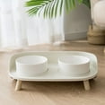 thumbnail image 2 of Double Bowl Ceramic Bowl Feeder Set, White, 2 of 5