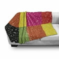thumbnail image 3 of Colorful Soft Flannel Fleece Throw Blanket, Vivid Geometrical Themed Continuous Pattern with Raindrops on Abstract Squares, Cozy Plush for Indoor and Outdoor Use, 50" x 70", Multicolor, by Ambesonne, 3 of 6