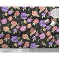 thumbnail image 2 of Soimoi Black Cotton Cambric Fabric Flower & Leaves Watercolor Decor Fabric Printed Yard 56 Inch Wide, 2 of 3