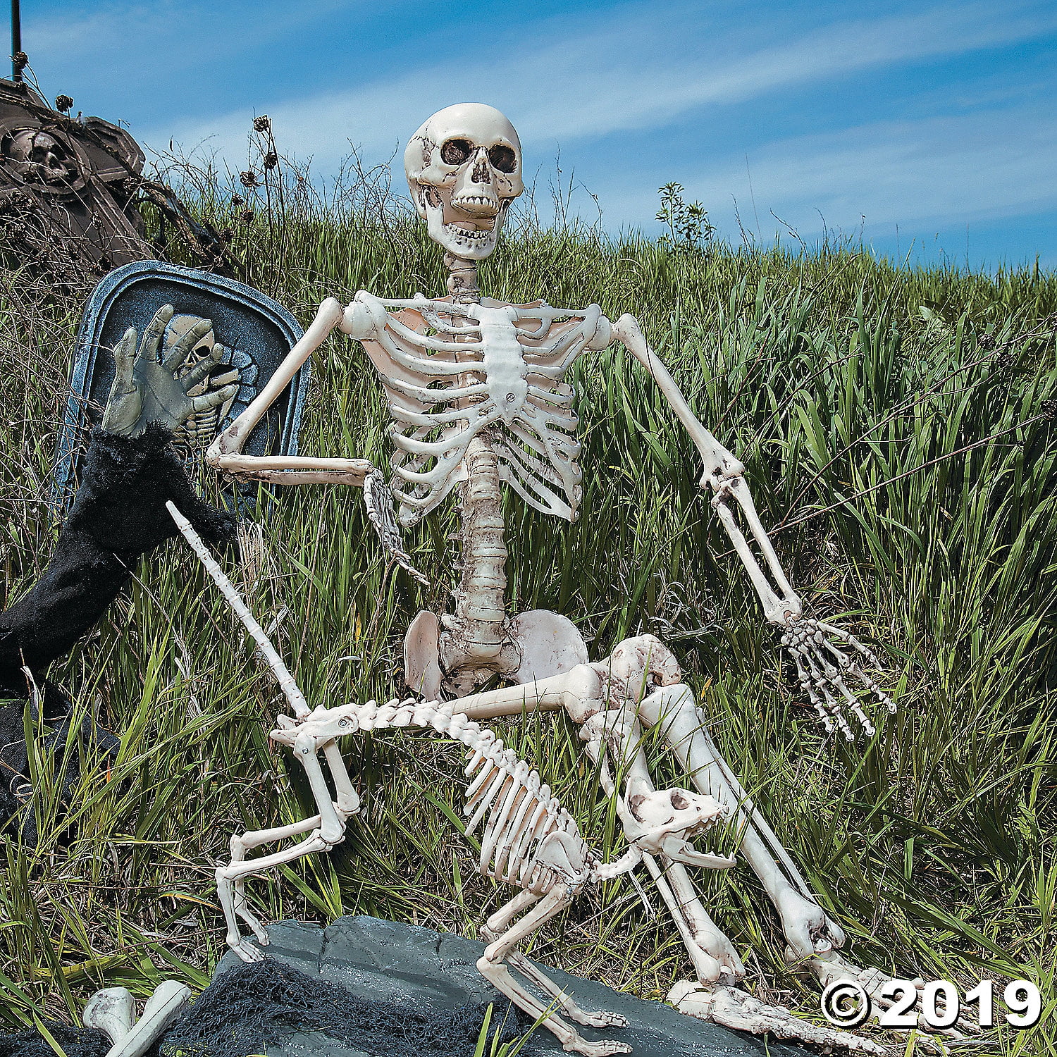 Life Size Posable Skeleton Halloween Decoration Walmart
