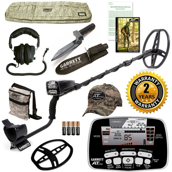 Garrett AT Pro Metal Detector w/ Digger, Bag, Scuff, Pouch & Cap