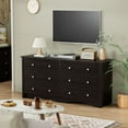 thumbnail image 5 of Furmax 6 Drawer Double Dresser, Wide Wood Chest Of Drawers Storage Tower Storage for Living Room Bedroom,Brown, 5 of 12