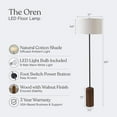 thumbnail image 3 of Oren 60" Modern Classic LED Standing Floor Lamp with Heavy-Weighted Base in Walnut Finish, 3 of 5