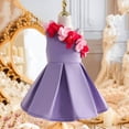 thumbnail image 4 of AINIYS Girls Short Sleeve Tulle Dress With Crew Neck And Hidden Back Zipper Bow Accent For Princess Party And Pageant Purple 100, 4 of 5