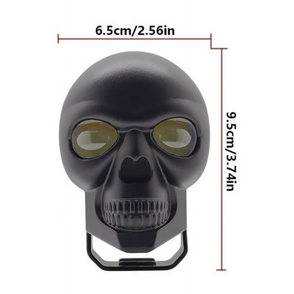 Skull-Shaped LED Auxiliary Light Bar with White and Amber Beams for Motorcycles and Off-Road Vehicles in Black