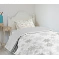 thumbnail image 4 of Ambesonne Winter Quilted Bedspread Set 2 Pcs, Ornate Crystals of Ice, Twin Size, Grey Grey White, 4 of 6