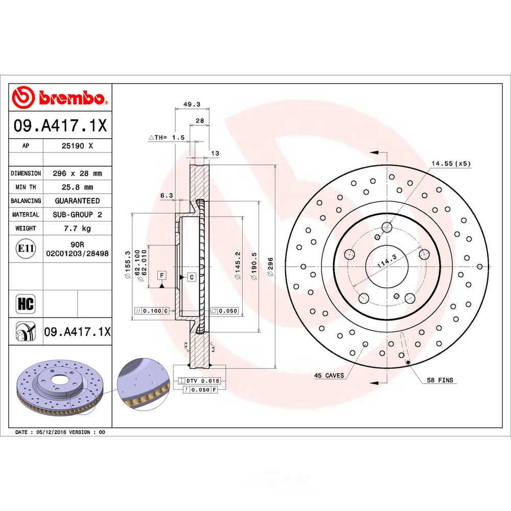 Brembo 09.A417.1X XTRA Disc Brake Rotor