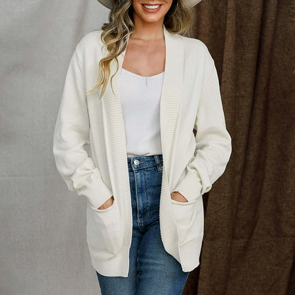 under $15 Turilly Women's Coats and Jackets Women's Cardigan Sweater Fashion Long Sleeved Medium Length Comfortable Commuting Loose Fitting Women's Sweater