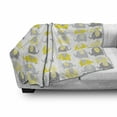 thumbnail image 3 of Cartoon Soft Flannel Fleece Throw Blanket, Yellow and Grey Animals with Different Patterns Fauna, Cozy Plush for Indoor and Outdoor Use, 60" x 80", Yellow Grey, by Ambesonne, 3 of 6