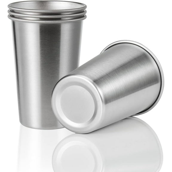Siloon Premium Stainless Steel Cups 6 oz Pint Cup Tumbler (4 Pack) - Premium Metal Cups - Stackable Durable Cup,Chilling Beer Glasses, for Travel, Outdoor, Camping, Everyday
