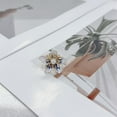 thumbnail image 5 of Pearl Flower Open Statement Ring for Women Gold Tone Handmade Adjustable Expandable Wrap Finger Band Engagement Promise Ring Comfort Fit Wedding Band Dainty Holiday Jewelry, 5 of 6