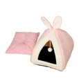 thumbnail image 2 of Pet Bed, Self-Warming 2 in 1 Cat Tent Cave for Kittens and Small Dogs, 11 x 11 x 12 inches Triangle Feline House Hut with Washable Cushion for Indoor Outdoor, Pink, 2 of 6