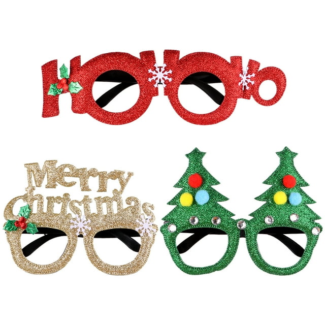 3Pcs Creative Christmas Eyeglasses Decorative Glasses Party Funny Photo