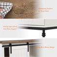 thumbnail image 3 of WAMPAT Farmhouse Sliding Barn Door TV Stand for TVs Up to 110 Inch, Entertainment Center with Storage Cabinet, Media Console Center Table Adjustable Shelves, 140 Inches,Cream White, 3 of 10