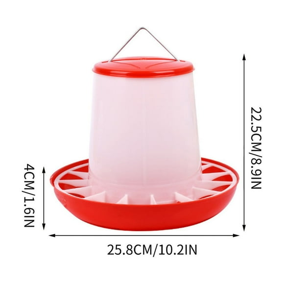 Plastic Poultry Feeder Chicken Feed Dispenser Auto Food Container with Lid Handle for Hen Duck Goose Farm Feeding