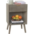 thumbnail image 7 of Mid Century Modern Nightstand, Wood Bedside Table with Drawer and Opening Storage, End Table Living Room Night Stand with Solid Wood Legs for Bedroom (Grey), 7 of 7