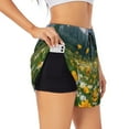 thumbnail image 3 of Lsque Mountain Daisy Meadow Printed Women's Running Shorts with Liner Pockets,Elastic Quick Dry Workout Athletic Gym Yoga Shorts,Womens High Waist Shorts-Small, 3 of 9