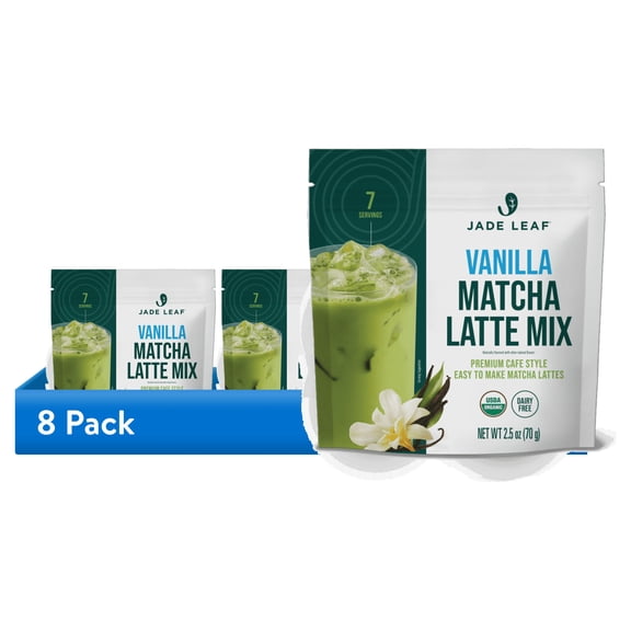 (8 pack) Jade Leaf Cafe Style Organic Vanilla Matcha Latte Mix, 2.5oz Powdered Tea