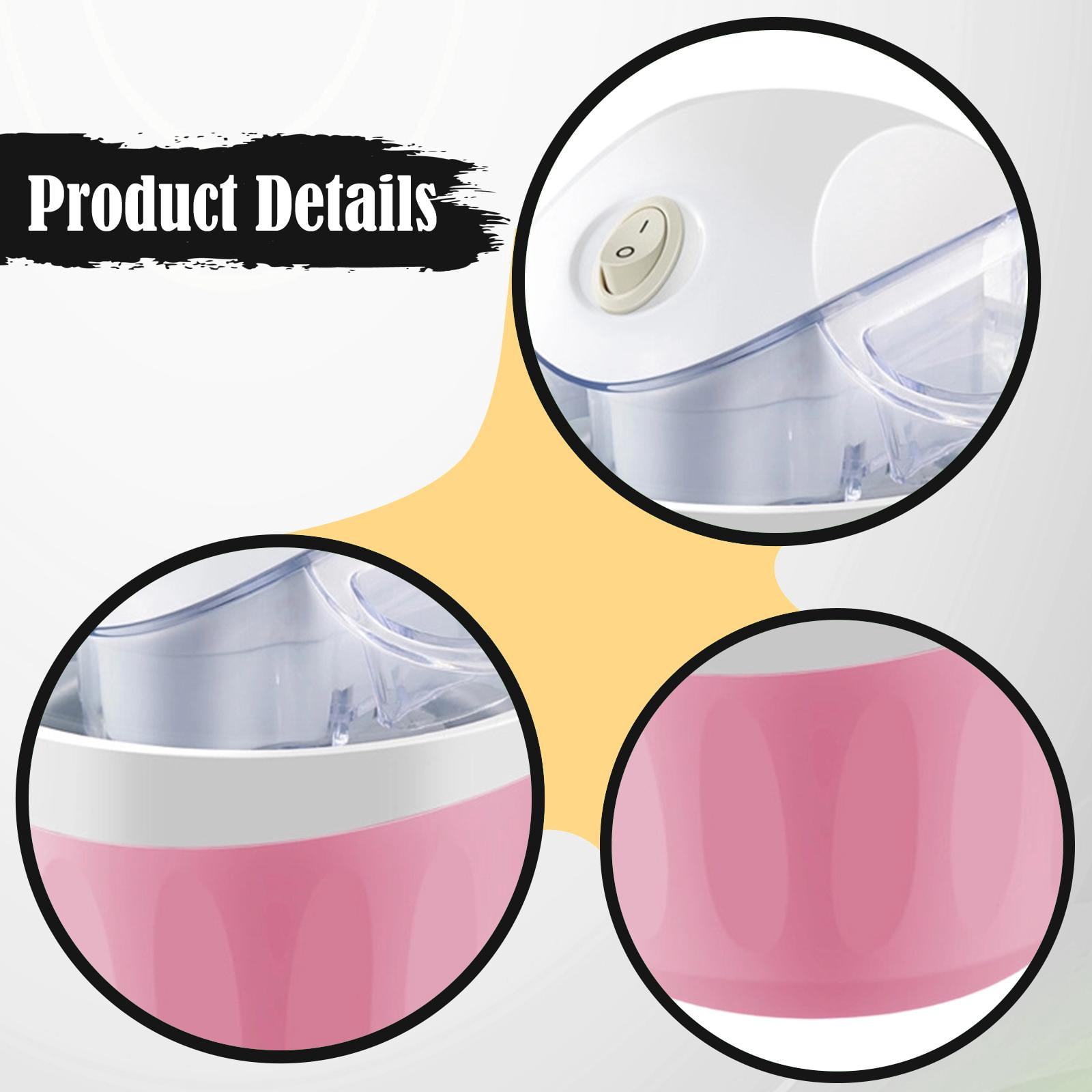 Fiocias Electric Ice Cream Maker Easy to Clean and Use Home Use Summer Dessert Maker Pink White
