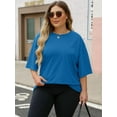 thumbnail image 4 of Womens Oversized T Shirts Summer Half Sleeve Crew Neck Tunic Tops, 4 of 4