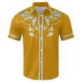 thumbnail image 4 of Qicasul Mens Western Cowboy Print Short Sleeve Shirt Casual Party Button Down Top,Yellow,SIZE:XXL, 4 of 4