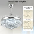 thumbnail image 6 of Sedeke 42'' Ceiling Fans with Light, Silver Retractable Crystal Chandelier Fan, Reversible, Remote Control, Dimmable Ceiling Light Kits for Dining Living Room Silver, 6 of 12