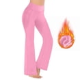 thumbnail image 6 of Sunnin Solid Color Fleece Lined Pants High Waist Yoga Workout Stretch Flare Leg Winter Wear, 6 of 8