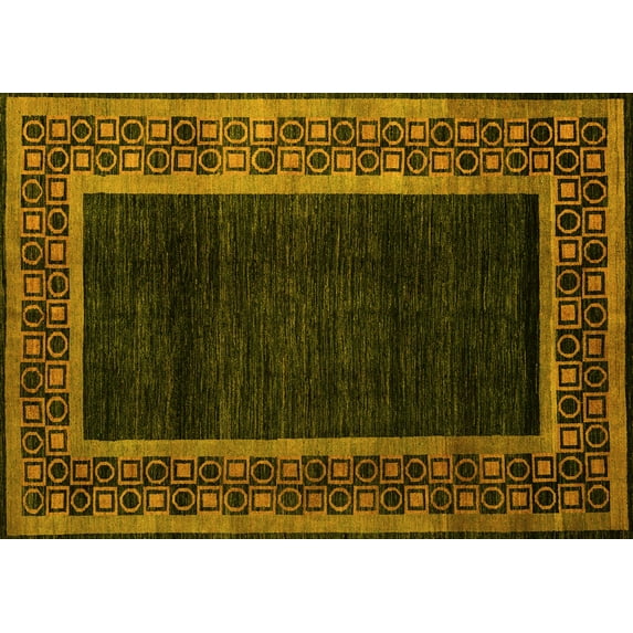 Ahgly Company Machine Washable Indoor Rectangle Abstract Yellow Modern Area Rugs, 2' x 4'