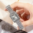 thumbnail image 2 of CXYYY Square Watch For Women Stainless Steel Inlay Cubic Zirconia Watch Strap Fashion Roman Text Dial Easy To Read Quartz Watch For Women, 2 of 4