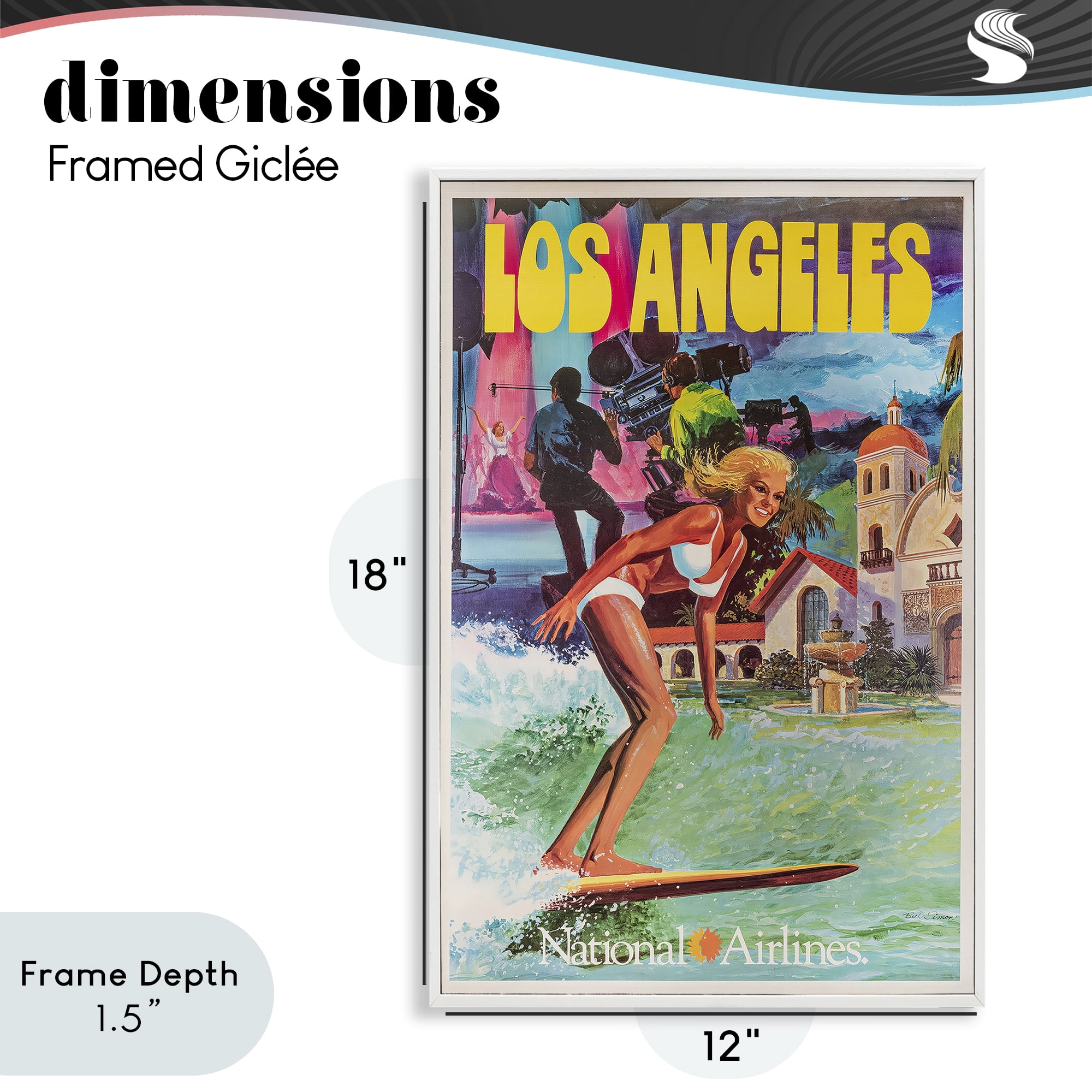 Stupell Industries Vintage Los Angeles Travel White Framed Giclee Art, design by Vintage Posters