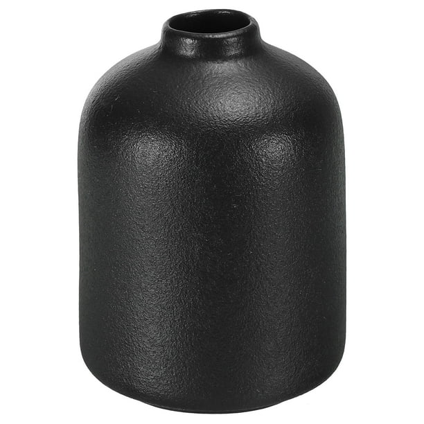 Jarrón de Cerámica Uxcell de 10.3 cm Jarrones Minimalistas para Centros de Mesa para Decoración de Habitaciones Negro