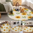 thumbnail image 6 of Yellow Sunflower Round Area&nbsp;Rug 3ft Spring Watercolor Floral Leaf Plant Linen Texture Non-Slip&nbsp;Washable Circle Rugs Soft Felt Indoor Floor Mat for Bedroom Kitchen Living Room Bathroom, 6 of 9