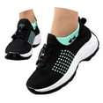 thumbnail image 3 of Daznico Women's Breathable Knit Sneakers - Lightweight Platform Shoes with Non- Sole for Walking, Yoga & Gym,Color:Green,Size:6.5, 3 of 9