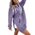 thumbnail image 2 of Vente de Liquidation! Pxiakgy Robe à Capuche Surdimensionnée pour Femmes Chandail Décontracté à Cordon de Serrage Long Chandail en Molleton avec Poche Mode Ourlet Fendu Manches Longues Hauts d'Automne Décontractés Vêtements de Détente Violet L, 2 of 8