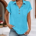 thumbnail image 3 of T Shirts for Women Summer Lightweight Short Sleeve V Neck Collared Tshirts Dressy Casual Office Work Shirt, 3 of 9