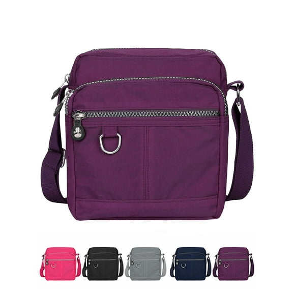 Luxtrada Casual Nylon Purse Handbag Crossbody Bag Waterproof Shoulder Bag with Zipper Pockets for Women (Purple)